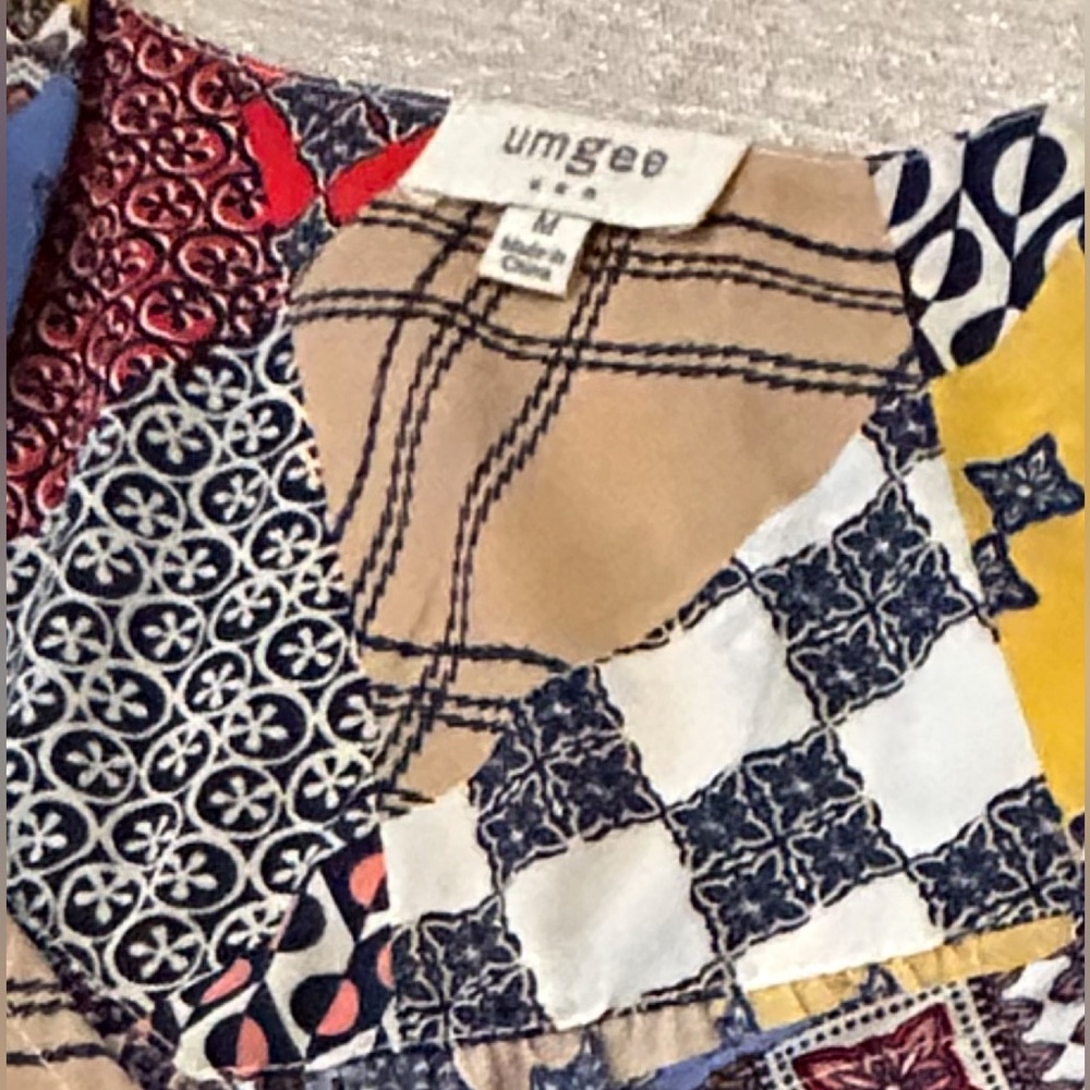 Umgee Patchwork Print Sweetheart Neckline Ruffle … - image 2